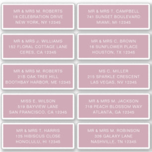 Sticker 10 Nom de l'invité individuel Adresse Mariage de l
