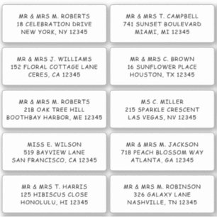 Sticker 10 Nom de l'invité individuel Adresse Mariage de l