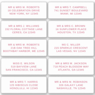 Sticker 10 Nom de l'invité individuel Adresse Mariage de l