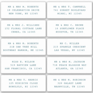 Sticker 10 Nom de l'invité individuel Adresse Mariage de l