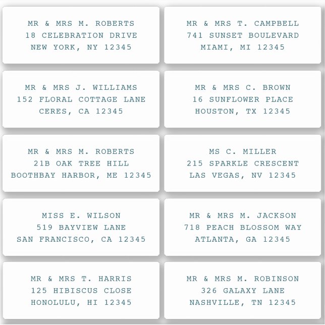 Sticker 10 Nom de l'invité individuel Adresse Mariage de l (Devant)