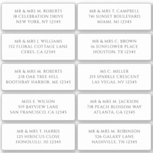 Sticker 10 Nom de l'invité individuel Adresse Mariage de l