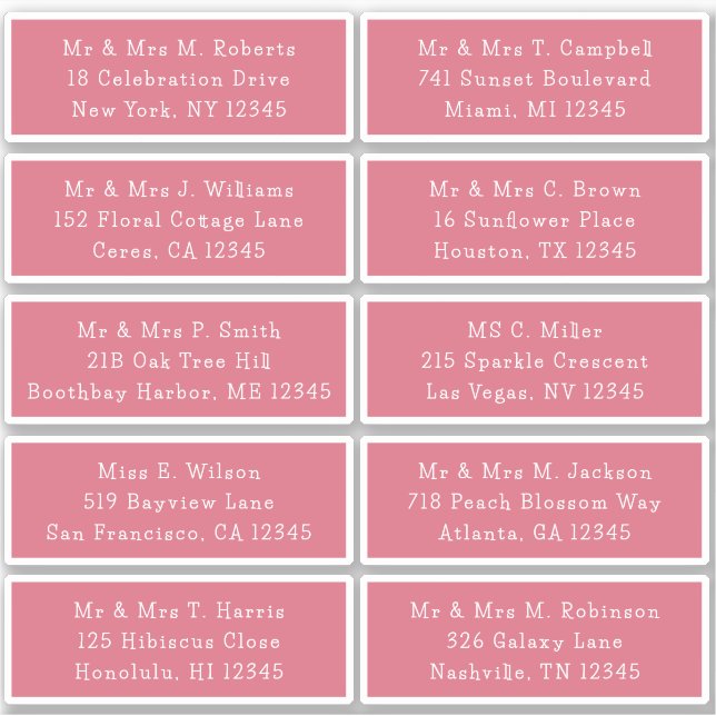 Sticker 10 Nom de l'invité individuel Adresse Mariage de l (Devant)