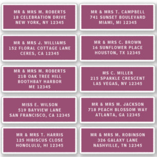 Sticker 10 Nom de l'invité individuel Adresse Mariage de l