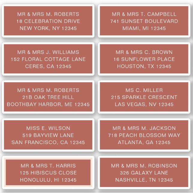 Sticker 10 Nom de l'invité individuel Adresse Mariage de l (Devant)