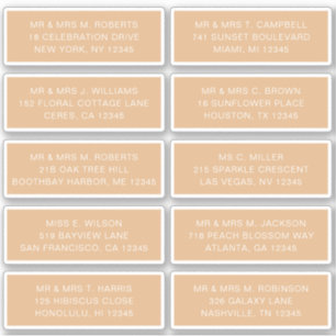 Sticker 10 Nom de l'invité individuel Adresse Mariage de l