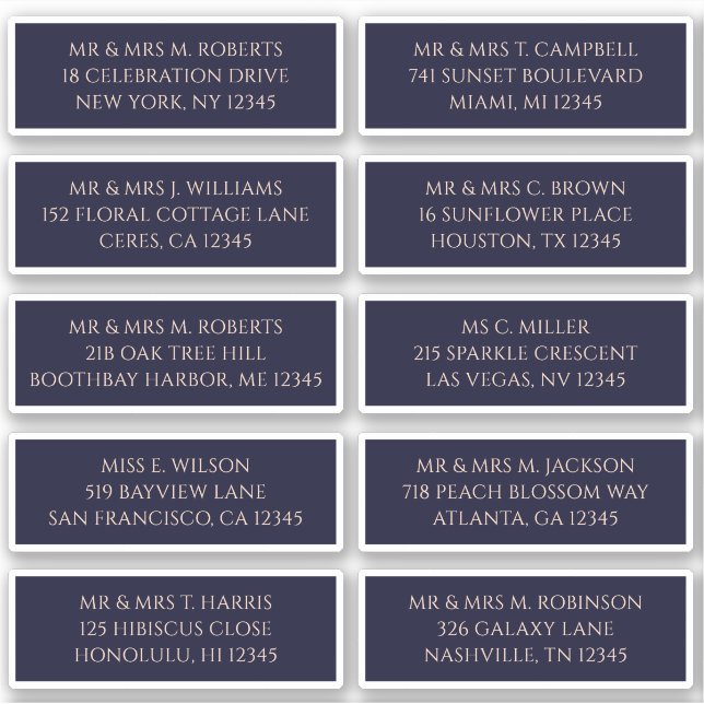 Sticker 10 Nom de l'invité individuel Adresse Marine mysti (Devant)