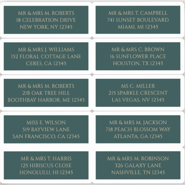 Sticker 10 Nom de l'invité individuel Adresse Mystical Gre (Recto)