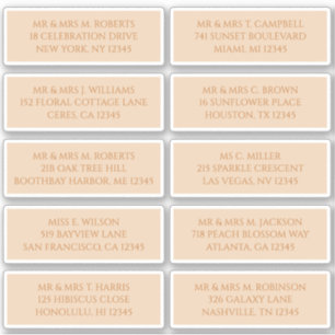 Sticker 10 Nom du client individuel Adresse Champagne Gold