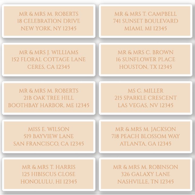 Sticker 10 Nom du client individuel Adresse Champagne Gold (Devant)