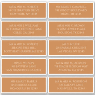 Sticker 10 Nom du client individuel Adresse Champagne Gold