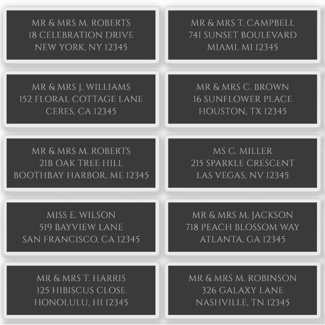 Sticker 10 Nom individuel de l'invité Adresse Mystical Bla (Devant)