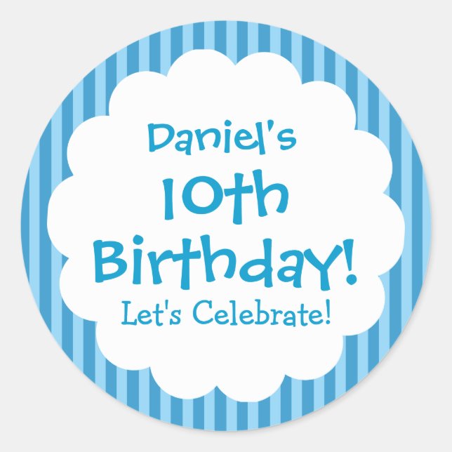 Sticker 10e anniversaire Bleu Stripes V1C (Devant)