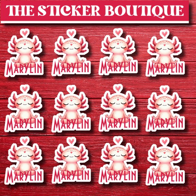 Sticker 12 En Un Migné Nom Personnalisé Méditant Axolotl (Créateur téléchargé)
