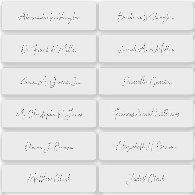 Sticker 12 Noms d'invités de mariage Écriture manuscrite é (Devant)