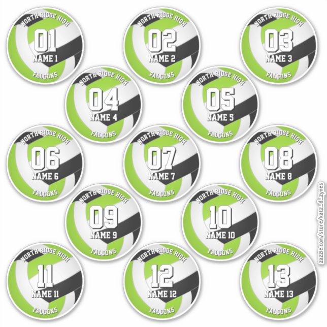 Sticker 13 black green team colors volleyball players (Devant)