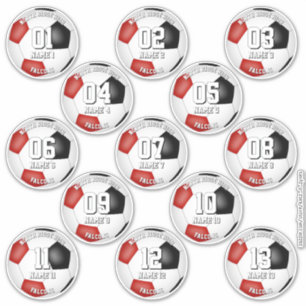 Sticker 13 joueurs de football couleurs de l'équipe rouge