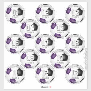 Sticker 13 joueurs de football couleurs violettes