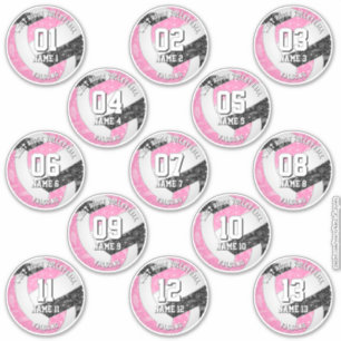 Sticker 13 joueurs de volley-ball boho paisleys rose noir