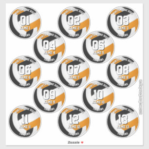 Sticker 13 joueurs de volley-ball orange noir couleurs