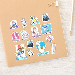 Sticker 14 x UNICORN En Forme Funny Cute Kawaii Dab Emoji