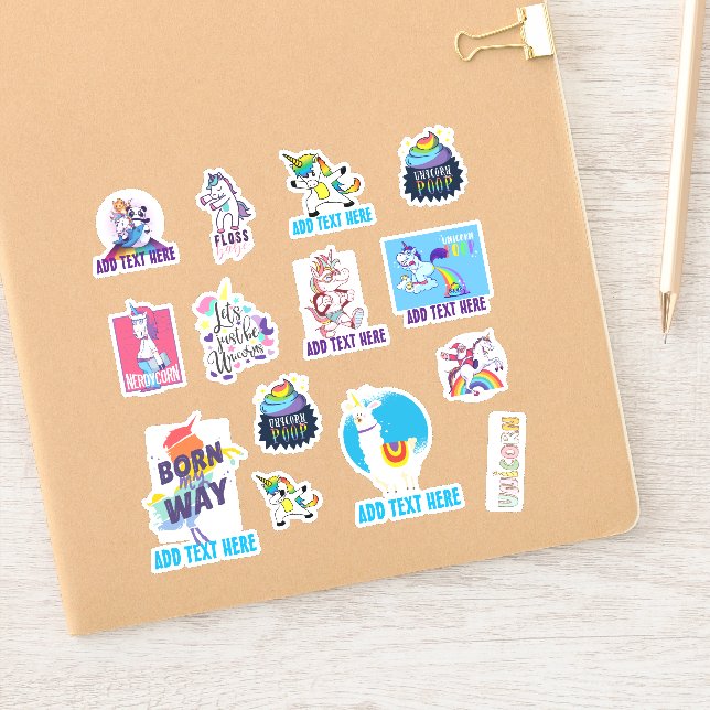 Sticker 14 x UNICORN En Forme Funny Cute Kawaii Dab Emoji (Carnet)