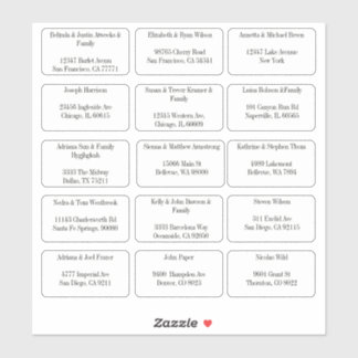 Sticker 15 adresses de nom d'invité individuel simple