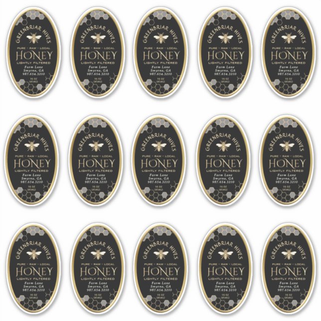 Sticker 15 découpe personnalisée 4" x 2,25" Oval Honeycomb (Devant)