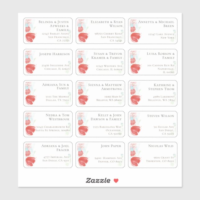 Sticker 15 Mariage individuel Nom du client Adresse Sticke (Feuille)