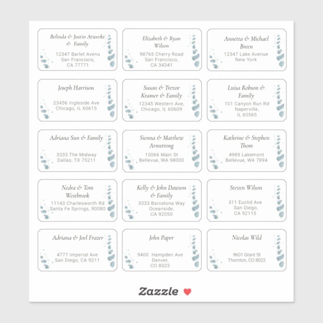 Sticker 15 Mariage individuel Nom du client Adresse Sticke (Feuille)