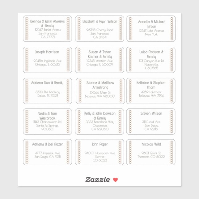 Sticker 15 Mariage individuel Nom du client Adresse Sticke (Feuille)