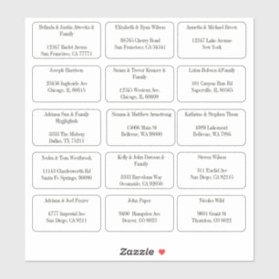 Sticker 15 Nom individuel simple de l'invité Adresse