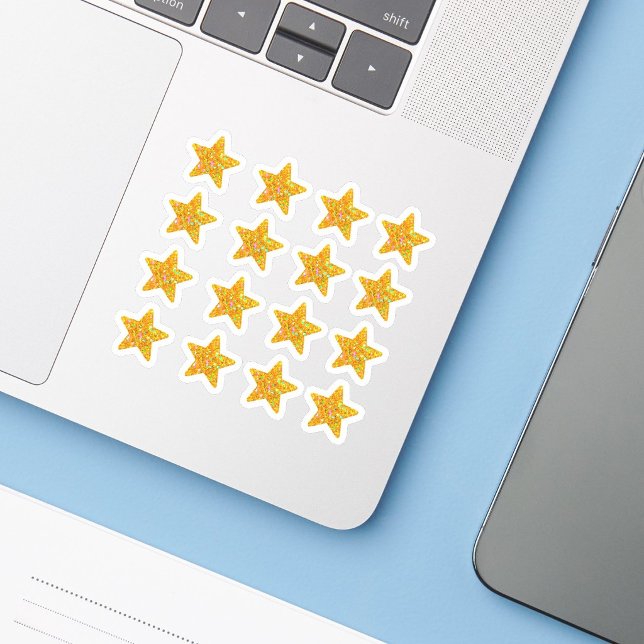 Sticker +16 Étoile dorée holographique Brillance scintilla (holographic gold star reward stickers, aesthetic teacher stickers for grading)