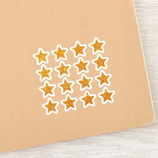 Sticker +16 Étoiles Pailletées | Récompense de Petite Étoi (elegant glitter star stickers teacher, shiny gold star grading stickers)