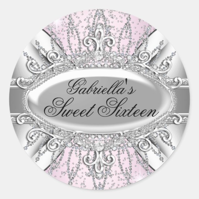 Sticker 16 rose et argent étincelant Diamond Sweet (Devant)
