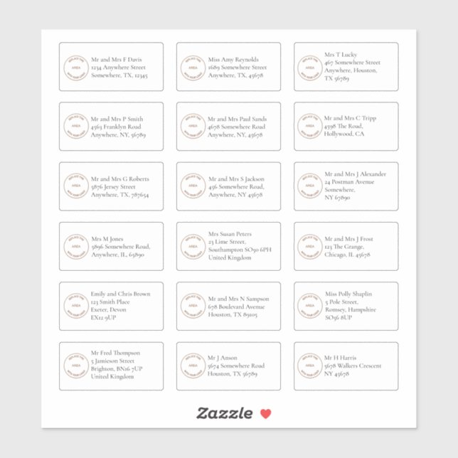 Sticker 18 Adresse de nom individuel Serif Logo d'entrepri (Feuille)