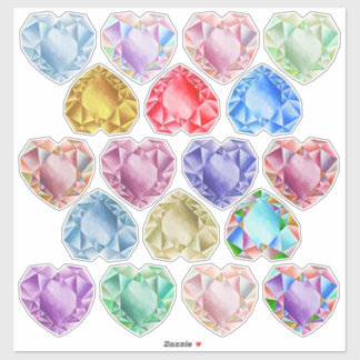Sticker 18 Aquarelle Coeur Gemstones mignonne Colorful Fun