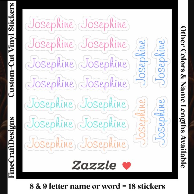 Sticker 18 Lettres Personnalisées Moderne 8/9 Nom Mot Tend (Créateur téléchargé)