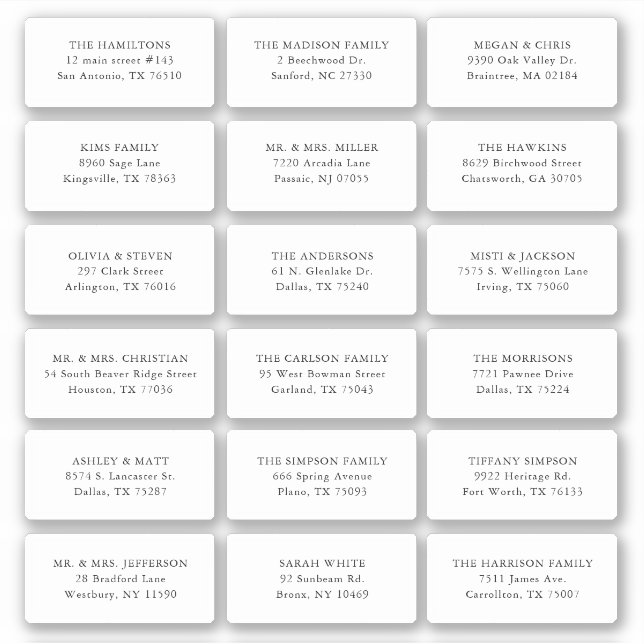 Sticker 18 Mariage Invité Nom du bénéficiaire Adresse Expé (Devant)