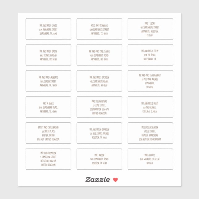 Sticker 18 Nom de l'invité individuel Adresses Brown infor (Feuille)