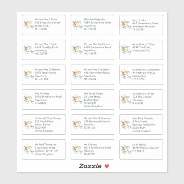 Sticker 18 Nom du récipiendaire Adresse Reindeer Bonne ann (Feuille)