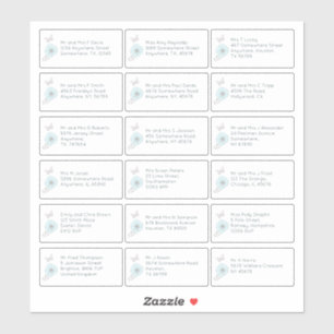 Sticker 18 Nom individuel Adresse Mariage Invité Floral