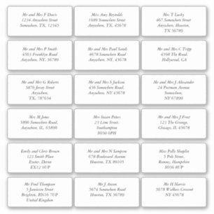 Sticker 18 Nom individuel Adresse Mariage Invité Italique