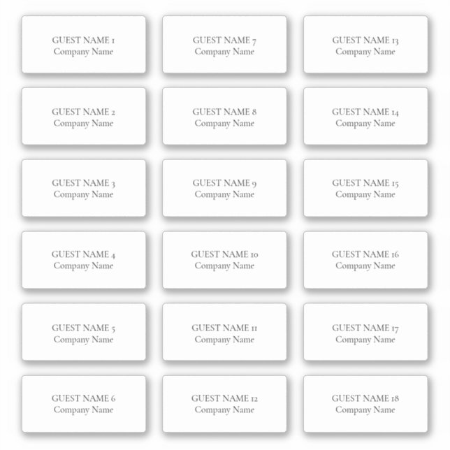 Sticker 18 Nom individuel de l'invité et entreprise (Devant)