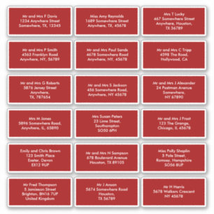 Sticker 18 Noms De Destinataires Individuels Adresses Roug