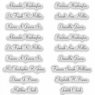 Sticker 18 Noms des invités de mariage Écriture élégante