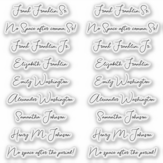 Sticker 18 Noms d'invités Écriture Calligraphique Monolign (Devant)