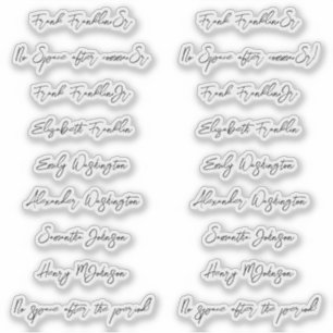 Sticker 18 Noms d'invités Style d'écriture manuscrite Scri