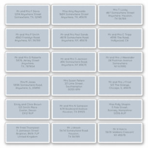 Sticker 18 Noms individuels des invités Mariages Adresses