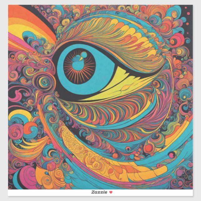 Sticker 1960 Psychédélique Horreur Vacui Motif d'art (Feuille)